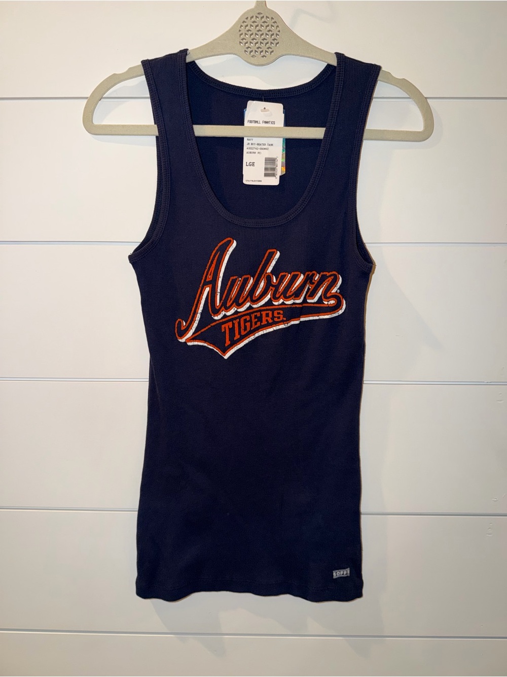 NWT Soffe Auburn Tigers Ribbed Tank Top L Womens Navy Y2K Game Day Racerback